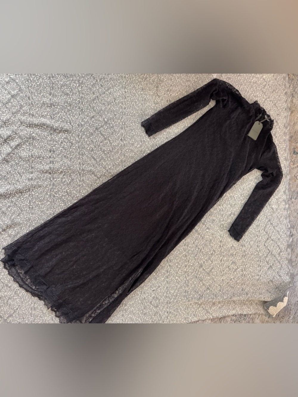 All Saints Black Lace Maxi Dress with Long Sleeves Size 2 BNWT - Picture 4 of 11